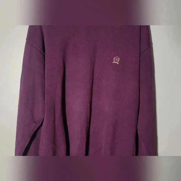 VTG Tommy Hilfiger Burgundy knit Sweater embroidered logo, men's size XL - Picture 5 of 12
